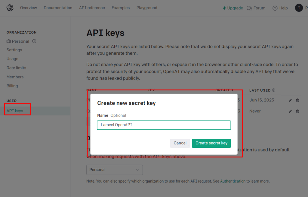 OpenAPI secret key